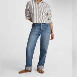 Madewell Curvy Pieced Barrel Button Fly Denim Jeans Mosby Wash Blue Sz 27 $148